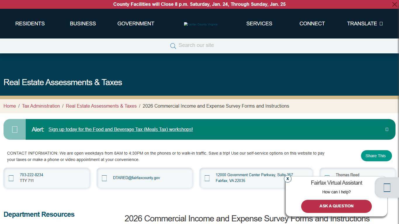 2026 Commercial Income and Expense Survey Forms and Instructions Tax Administration
